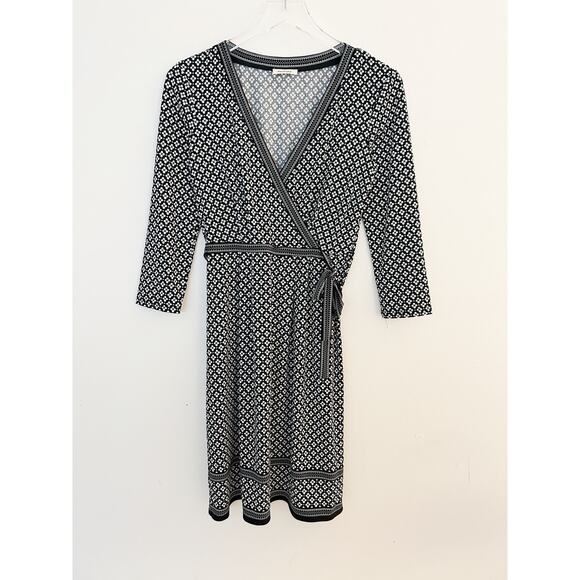 Max Studio Patterned Surplice Faux Wrap Dress SIze Small - Picture 1 of 8